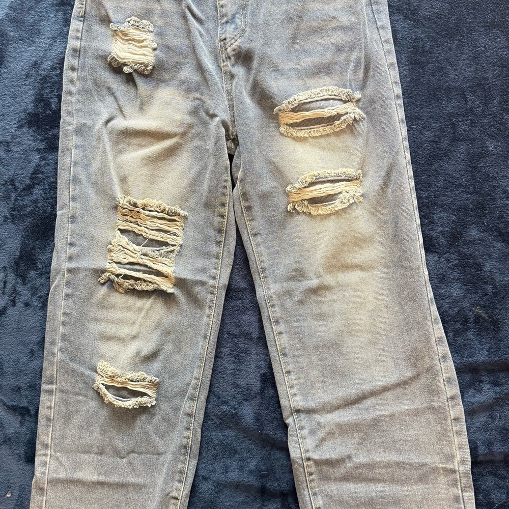 Distressed Gray Jeans